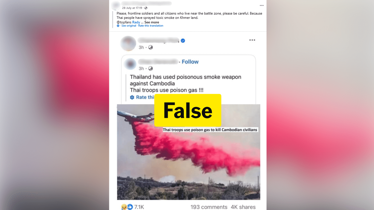False Facebook post claiming Thailand is attacking Cambodia