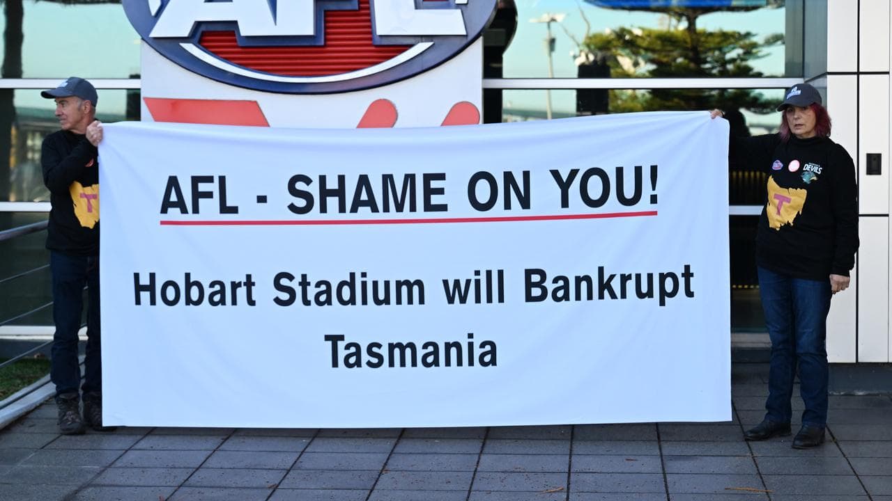AFL stadium protestors.
