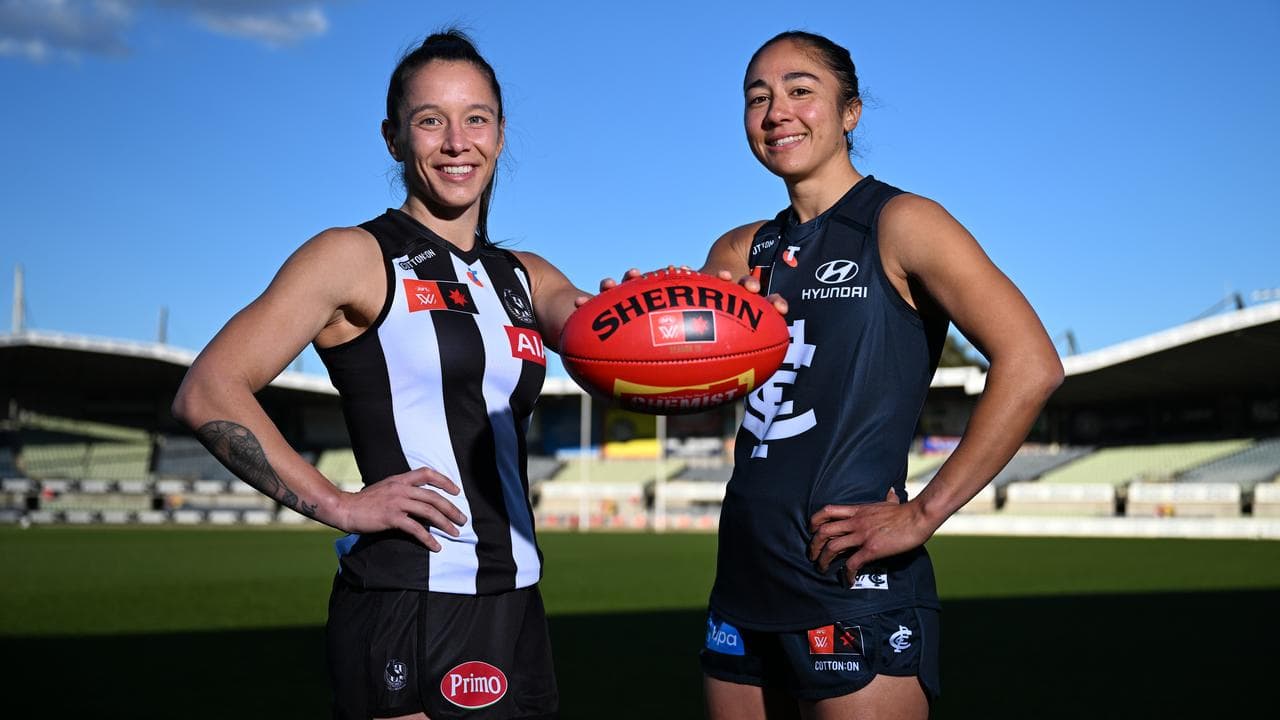 Collingwood's Brit Bonnici and Carlton's Darcy Vescio