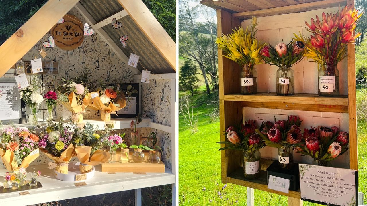 Blue Bee Market stall in Keith, SA. Blumenfeld stall, Lenswood SA