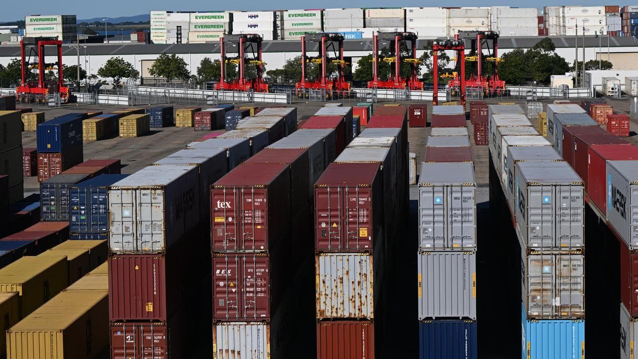 Shipping containers waiting to be loaded at the Port of Brisbane