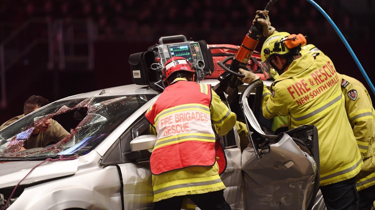 Emergency services in a crash training scenario