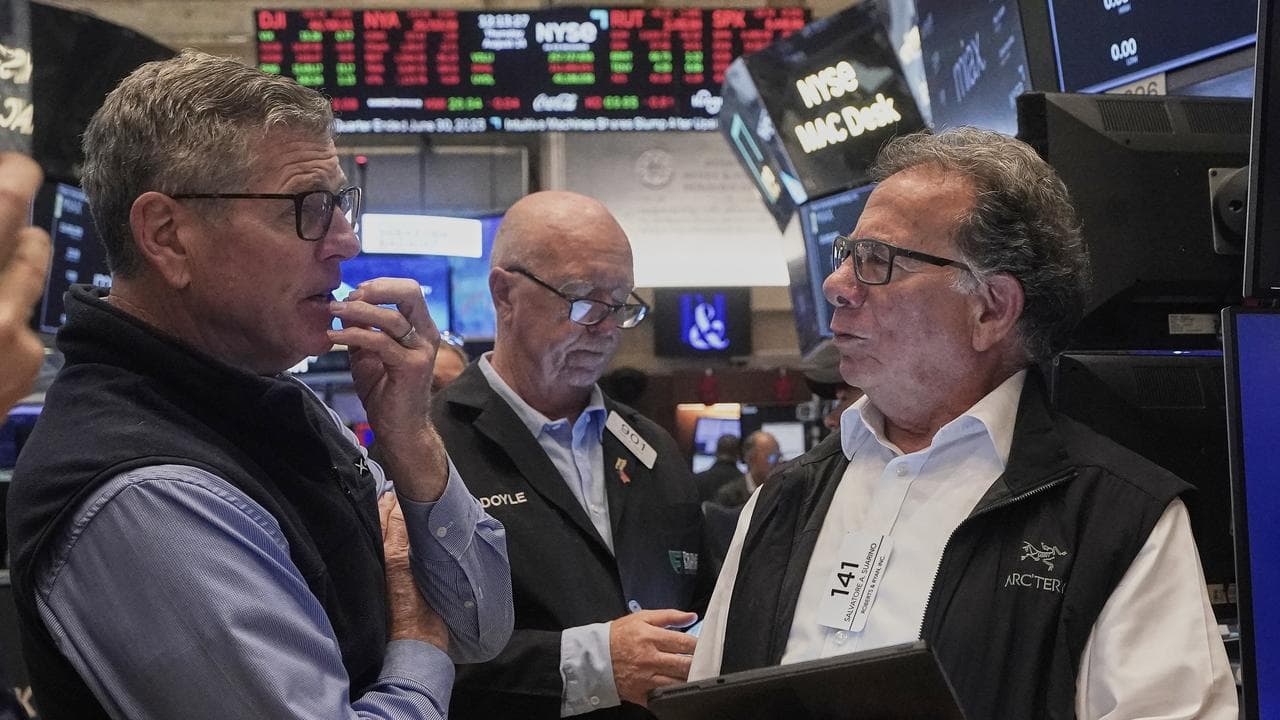 Traders on the floor of the New York Stock Exchange (file)