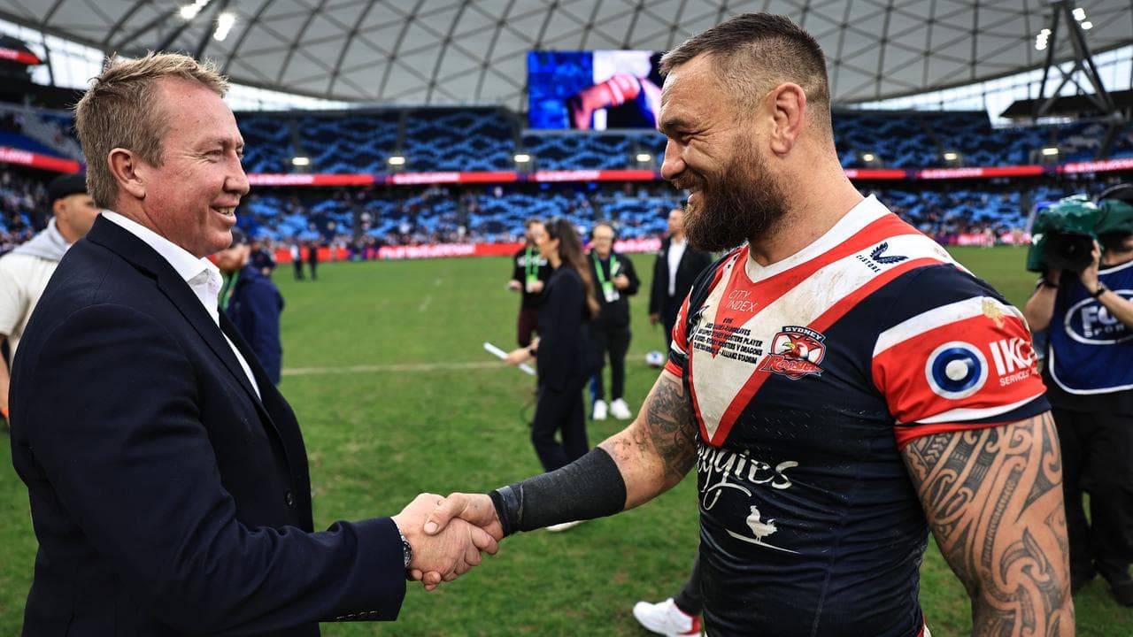 Trent Robinson congratulates Jared Waerea-Hargreaves