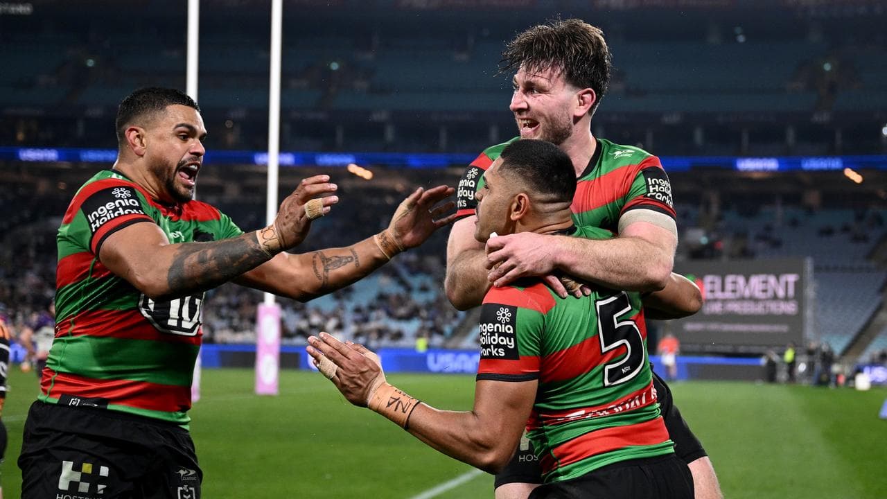 Celebratin South Sydney players.