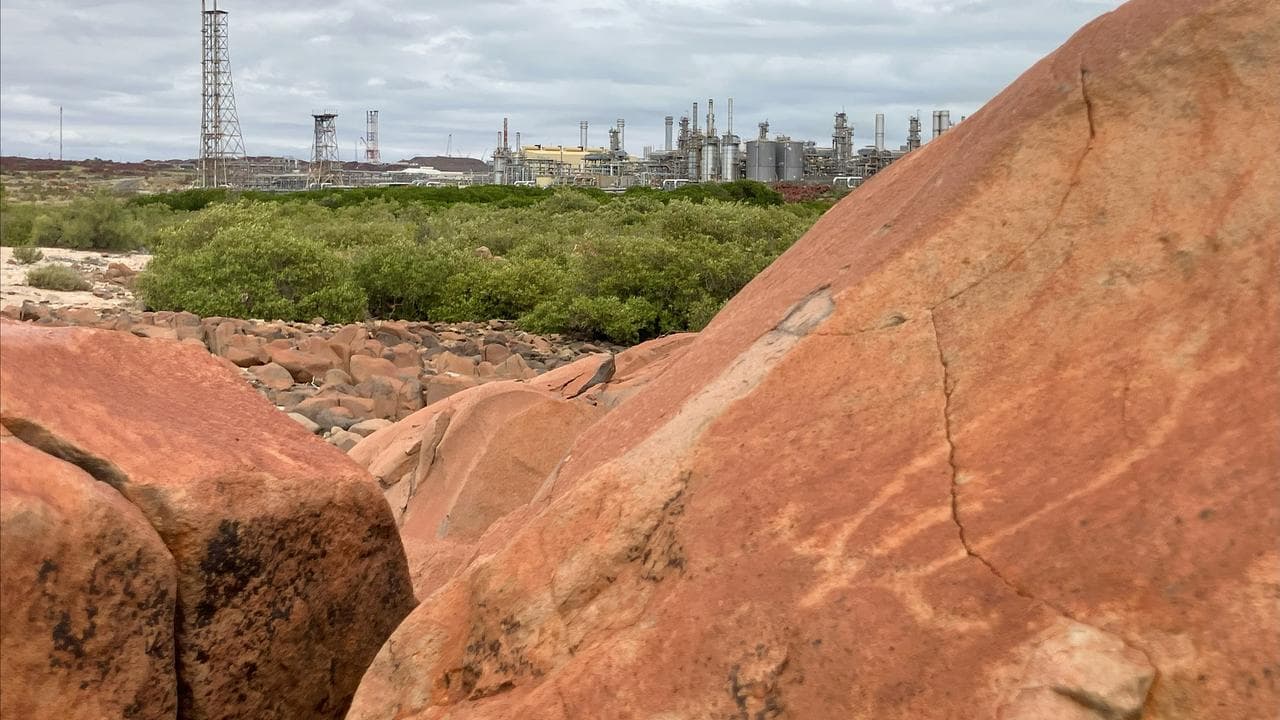North West Shelf gas project and a petroglyph of a turtle (file)