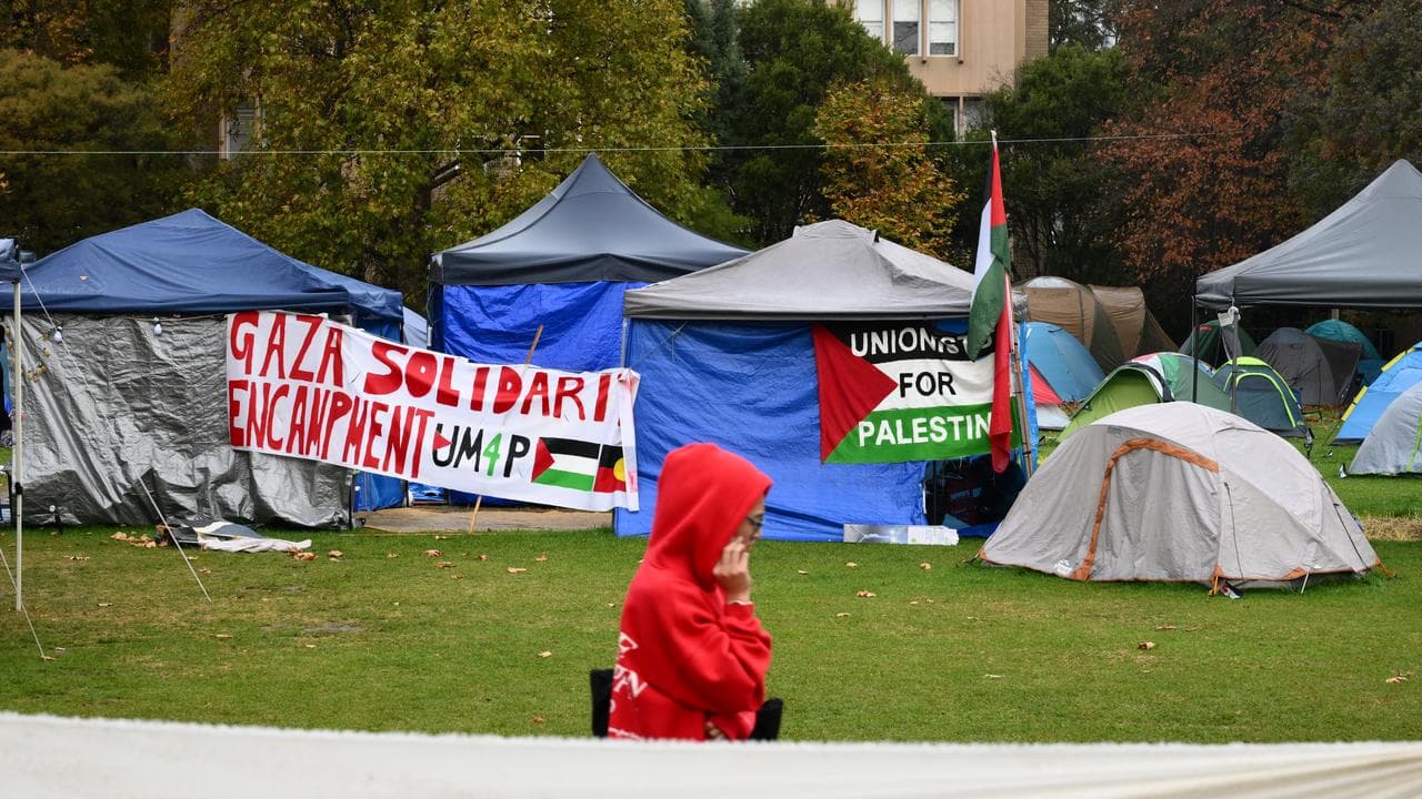 Tents at a Pro-Palestine encampment at the University of Melbourne