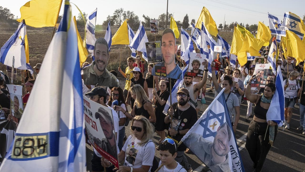 Protesters in southern Israel demand the release of hostages in Gaza