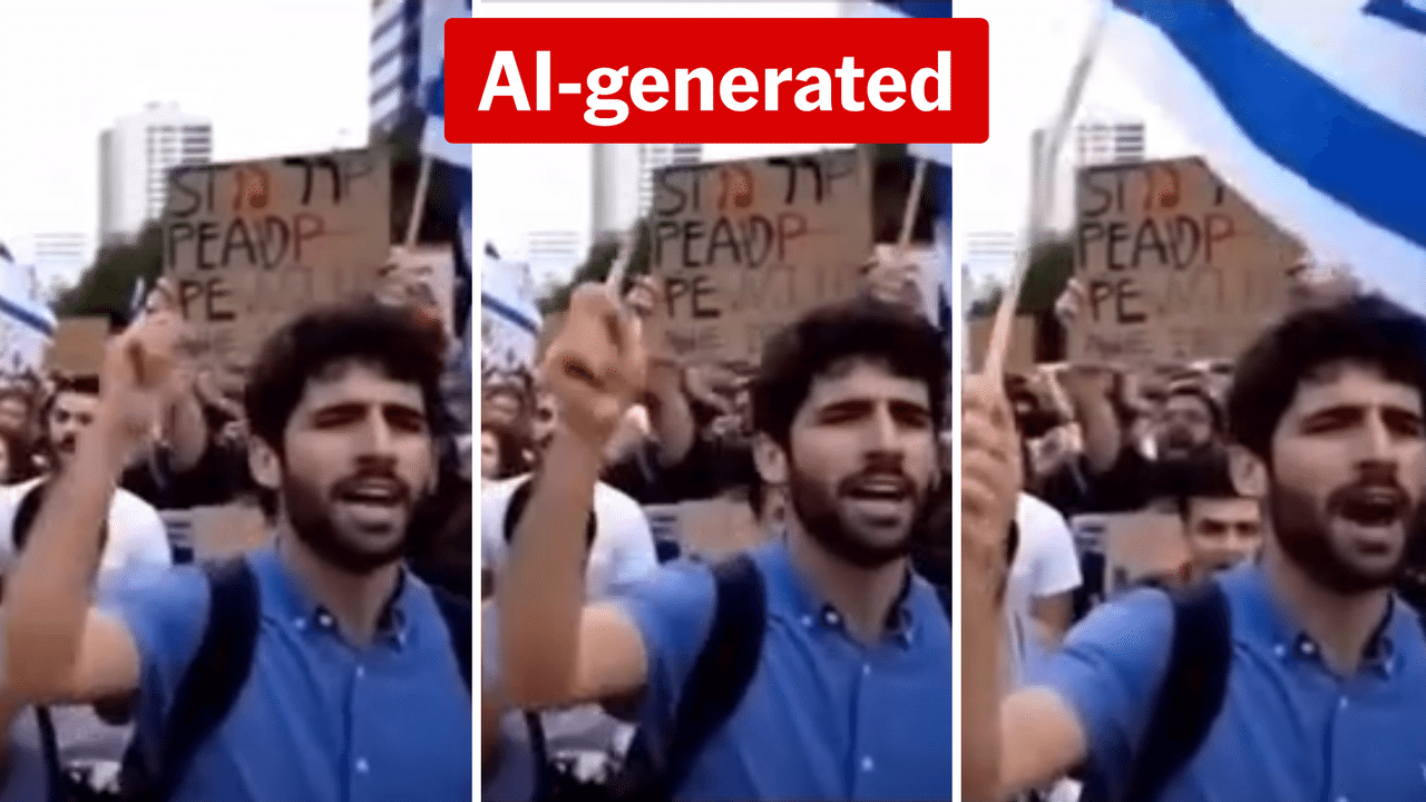Close-ups of flag pole suddenly appearing in man's hand