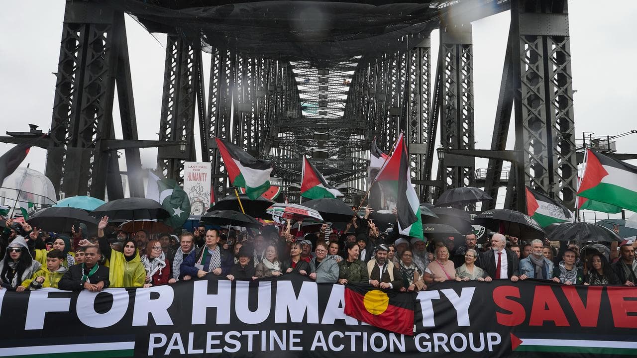 Palestine Action Group's march on Sydney Harbour Bridge August 3, 2025