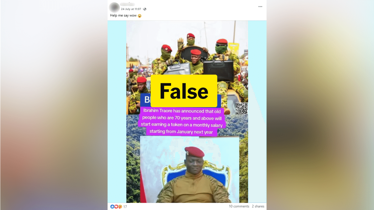 Fake Burkina Faso president claim on Facebook