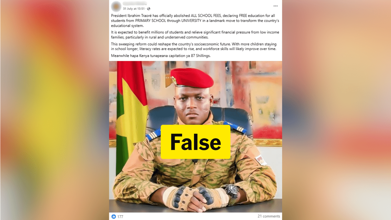 Fake Facebook post claims about Burkina Faso's Captain Ibrahim Traore