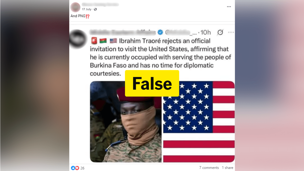 Fake Burkina Faso Facebook post about US invitation