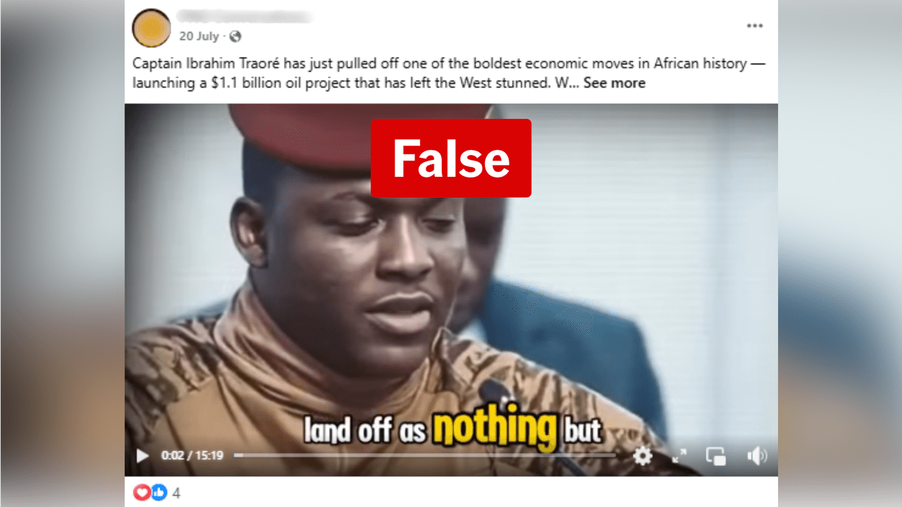 False Burkina Faso oil project Facebook claim