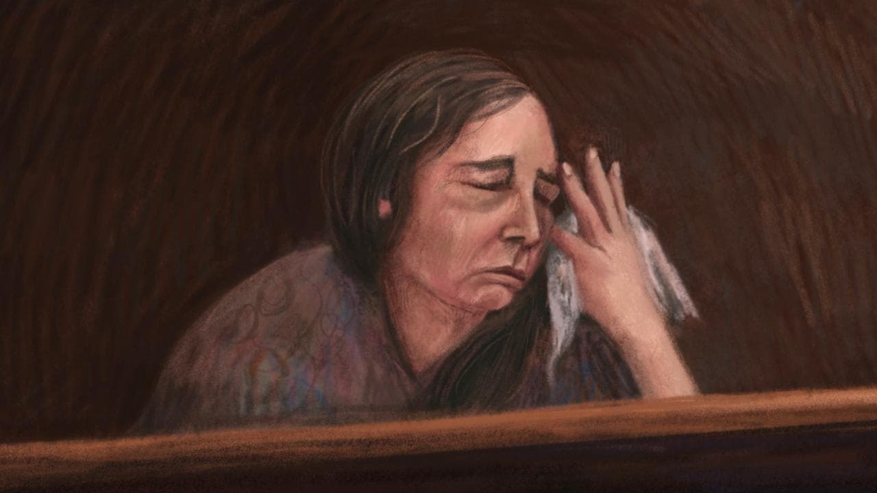 A court sketch shows Erin Patterson in the Supreme Court