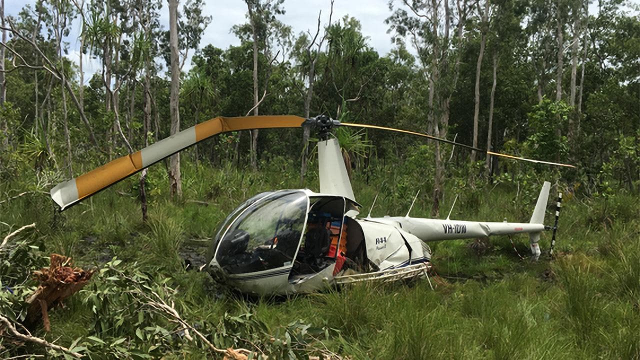The crashed helicopter.
