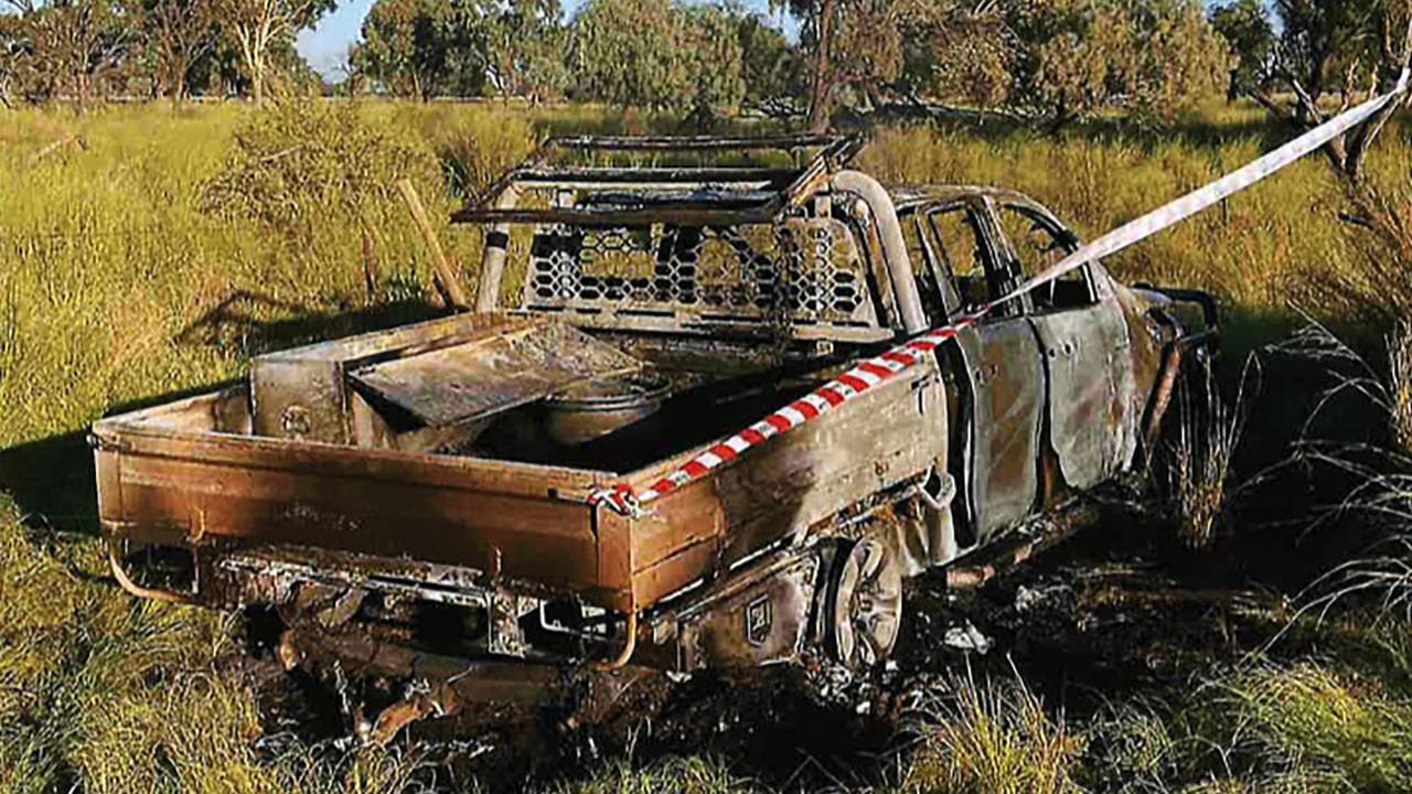 The burnt out Hilux ute