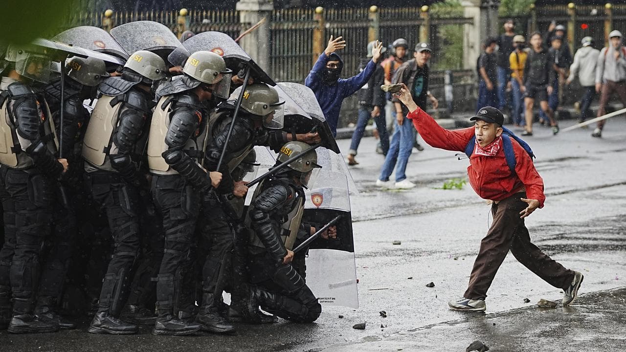 A file photo of a protester in Jakarta