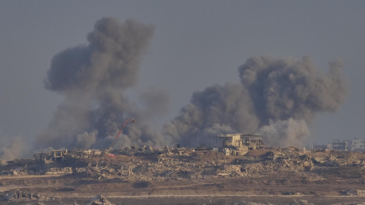 Smoke from an explosion in the Gaza Strip