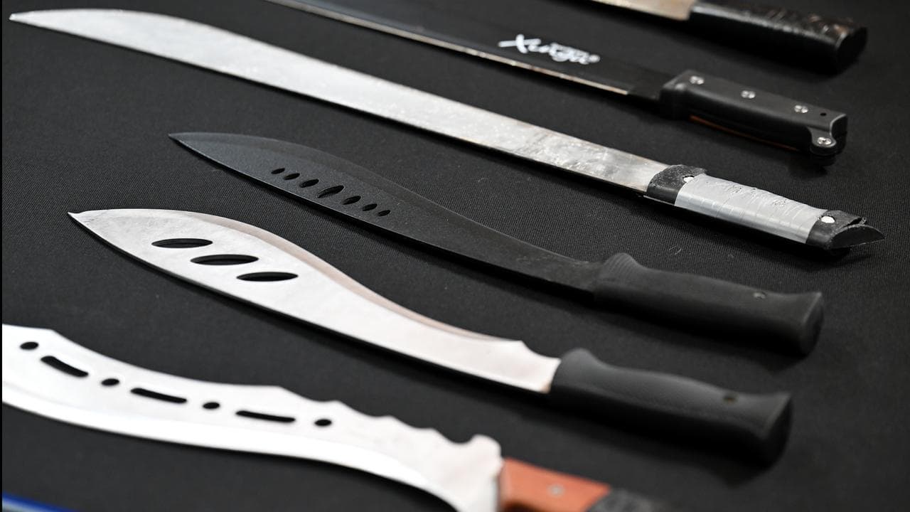 Machete’s at Victoria Police HQ in Melbourne, March 13, 2025