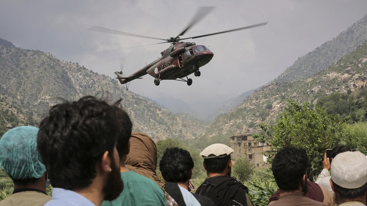 A military helicopter carrying Injured victims