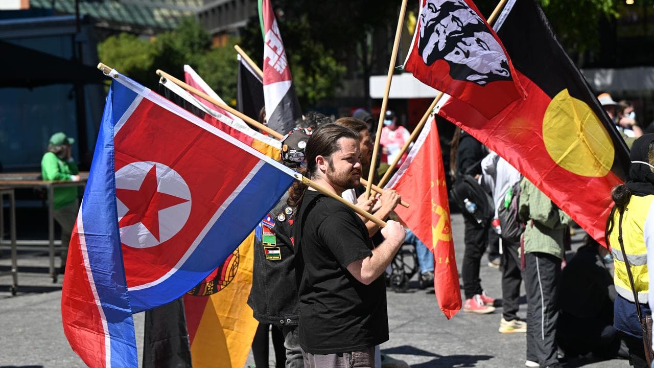 Pro-immigration protesters during the March for Australia rally