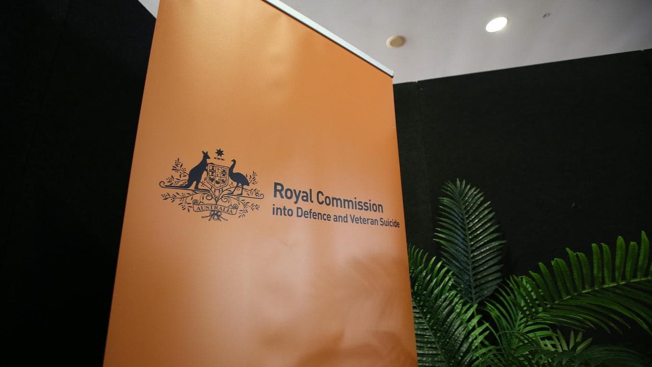 Signage outside the Royal Commission into Defence and Veteran Suicide