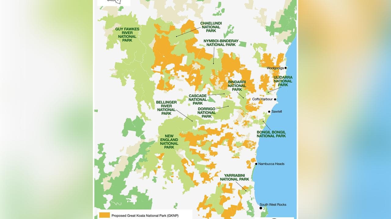 Proposed boundaries of a Great Koala National Park in NSW