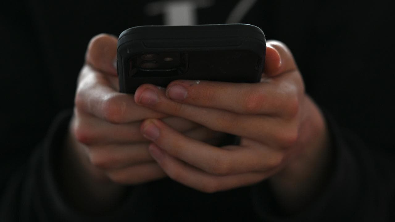 A person uses a mobile phone (file image)
