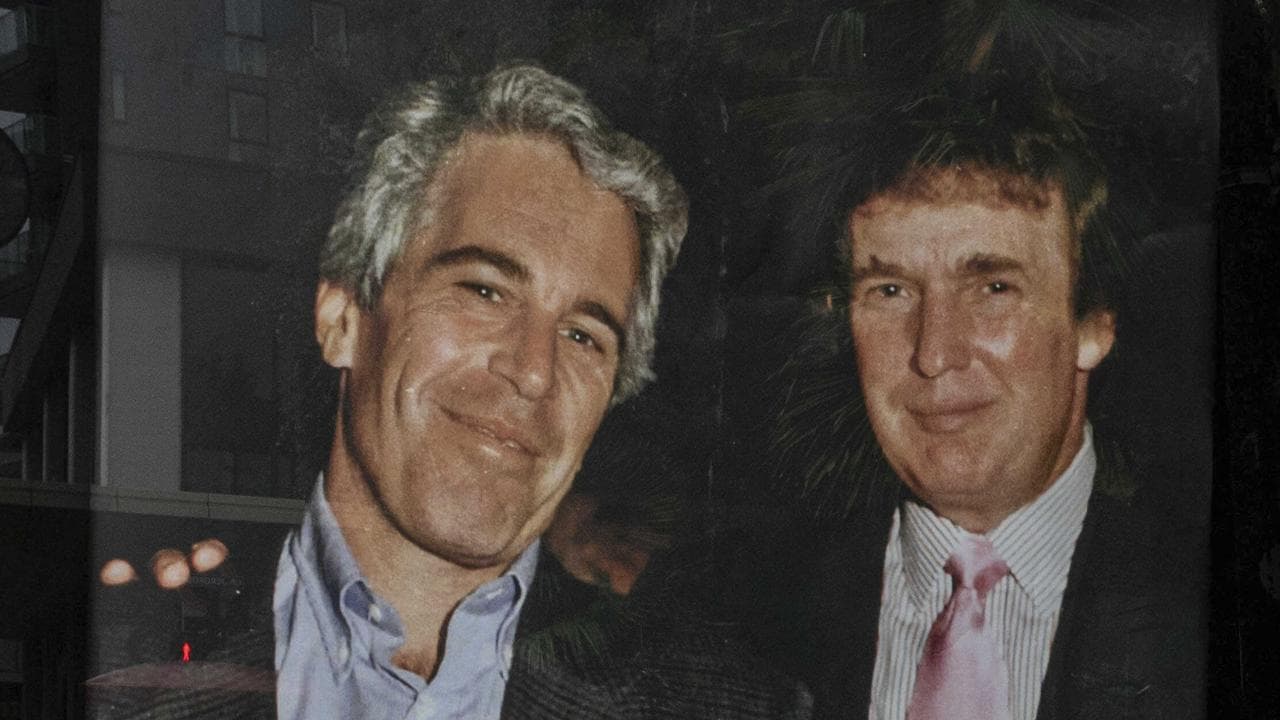 A photo of Donald Trump and Jeffrey Epstein 