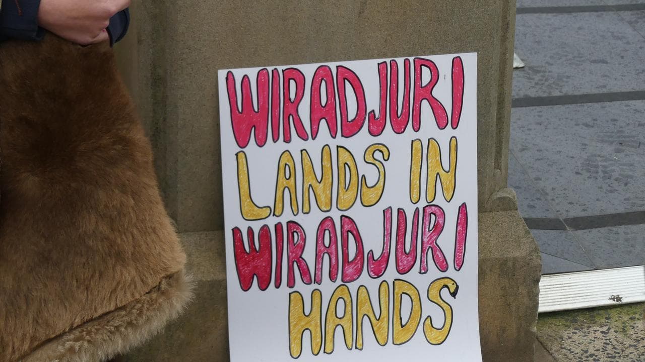 Supporters of Paul Wayne Towney outside the Orange Local Court