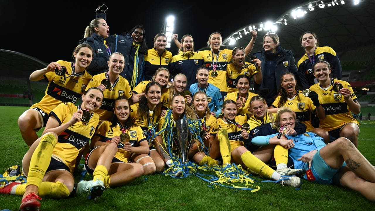 Celebrating Central Coast Mariners players.