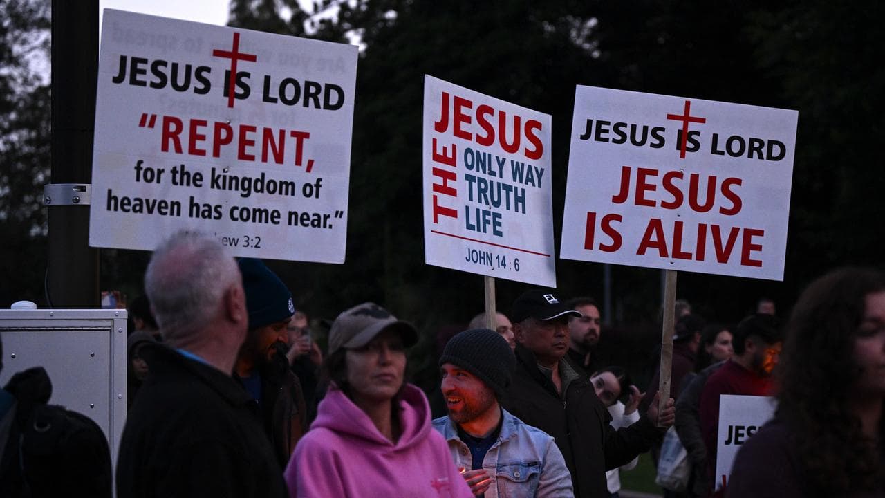 Vigil for the US activist Charlie Kirk in Hyde Park, Sydney
