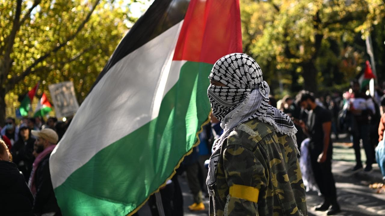 Protesters at a Free Palestine rally (file image)