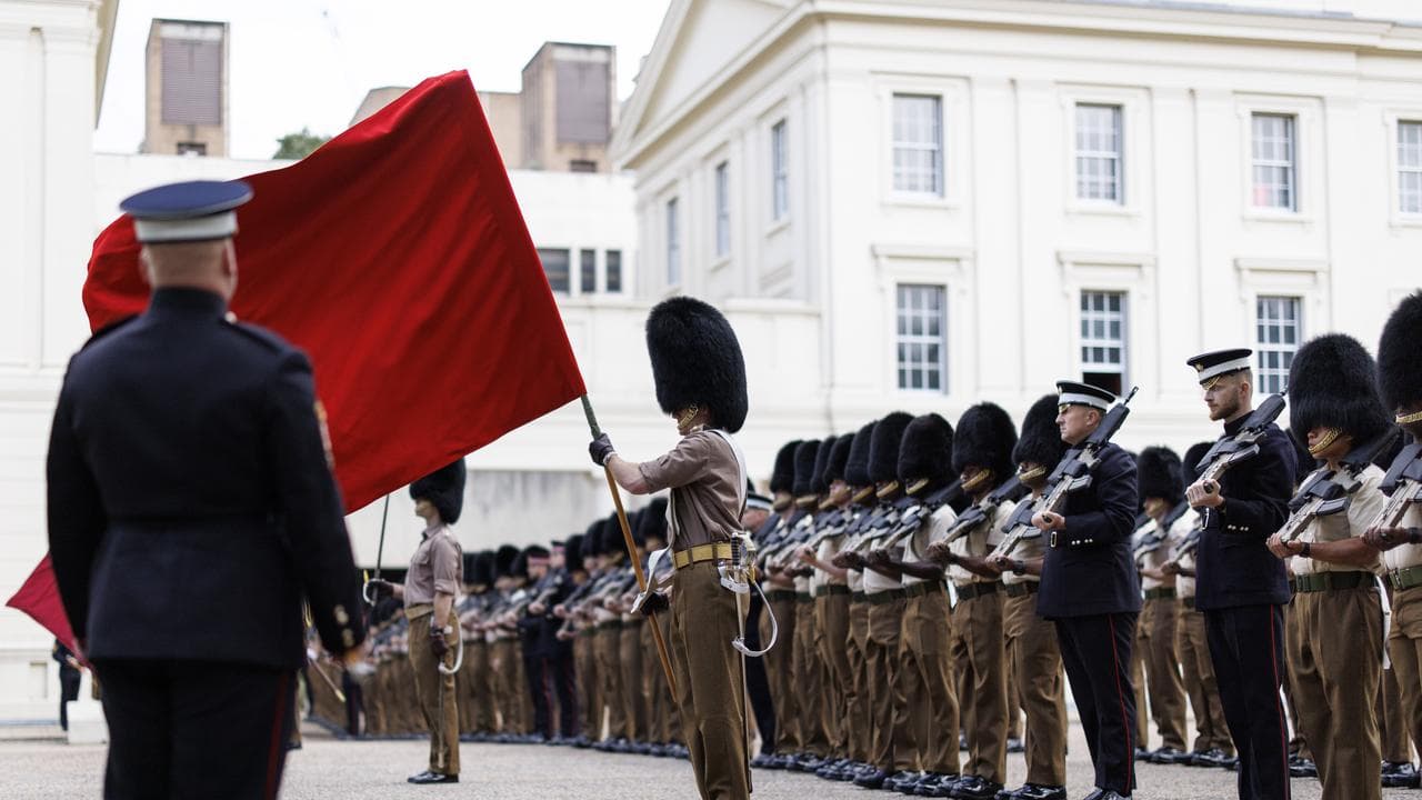 Guards prepare for the Trump state visit