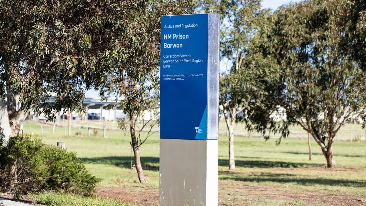 Signage of the Barwon prison (file)