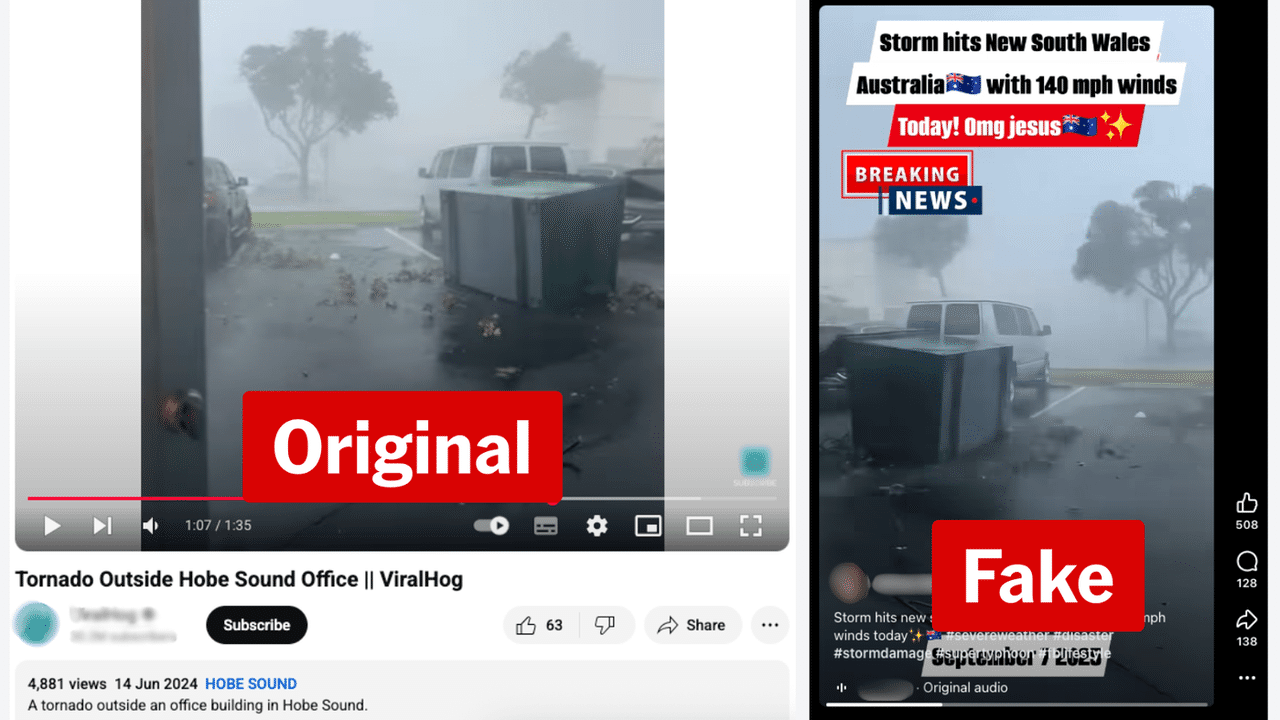Video of a tornado in Florida used in a fake Facebook post
