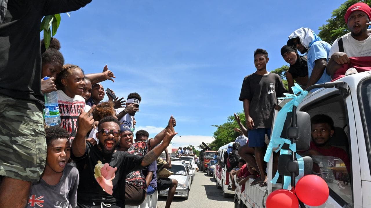 Political supporters in Honiara in 2024.