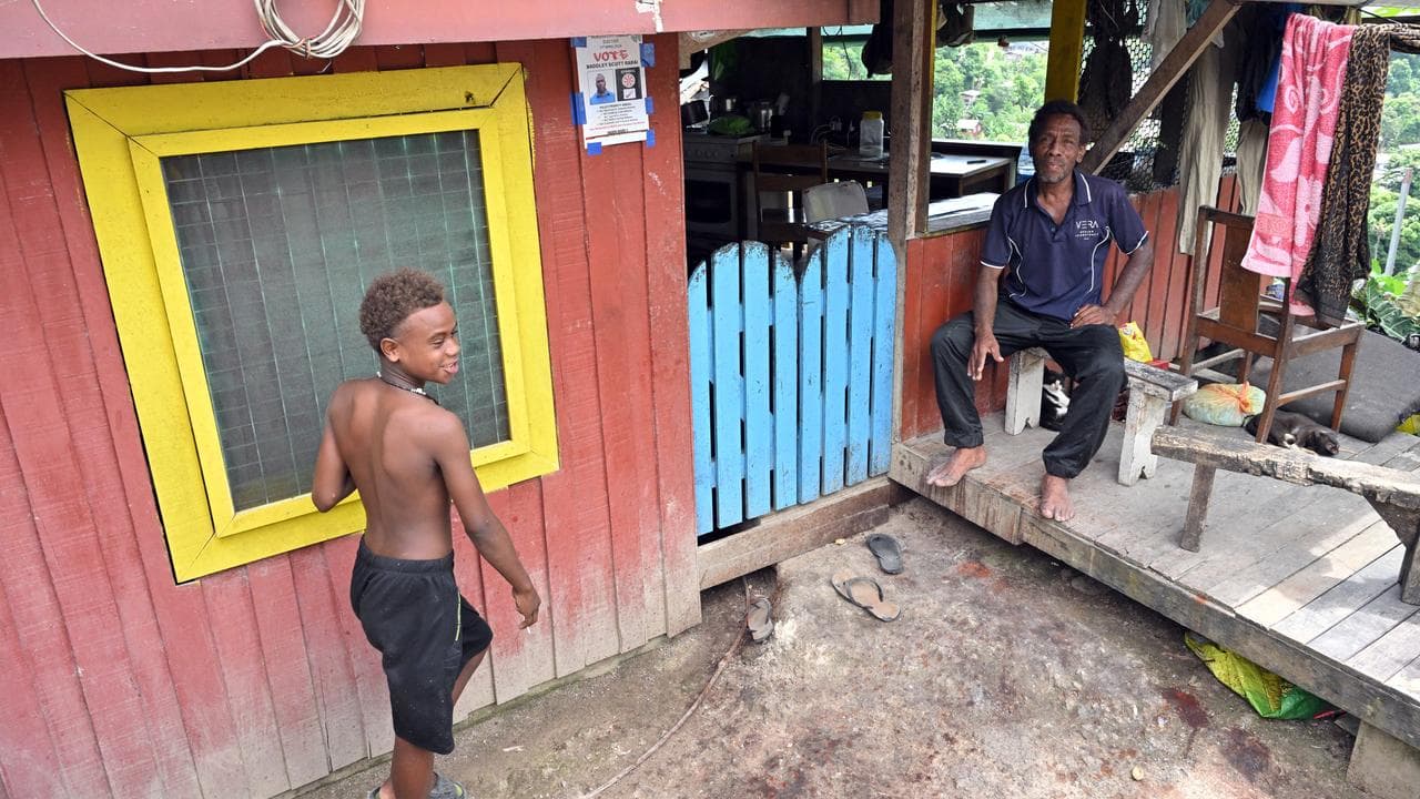 A man and his son in the Solomon Islands (file)