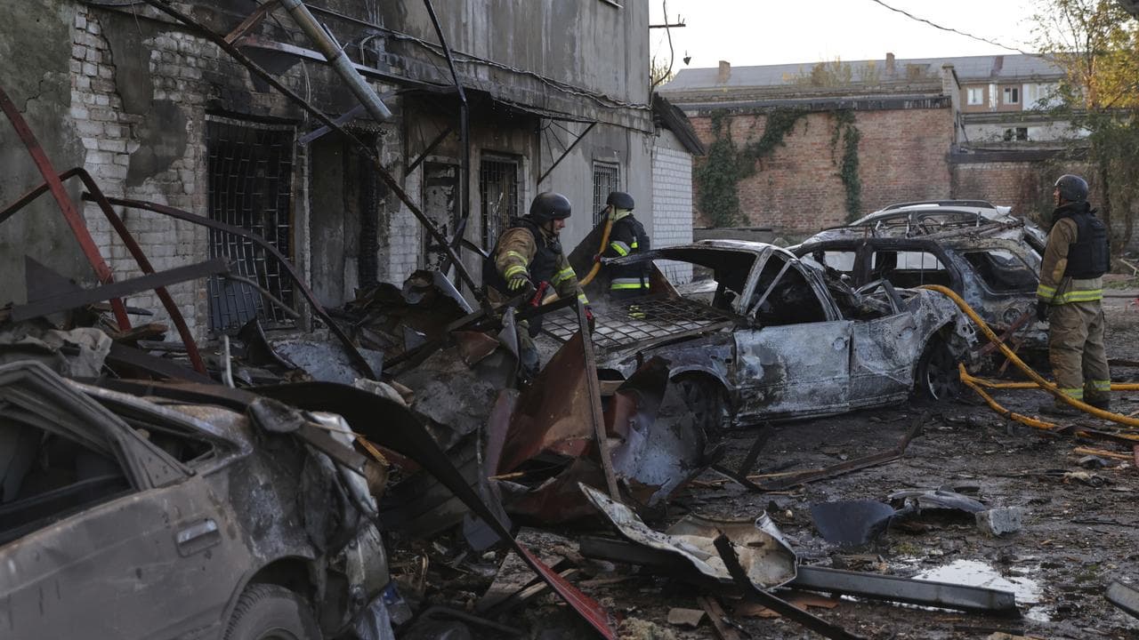 Building destroyed during a Russian strike in Zaporizhzhia, Ukraine