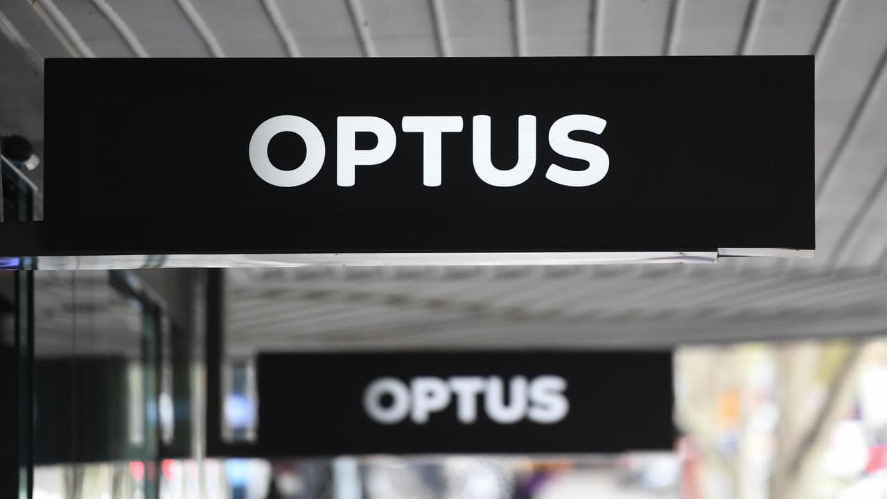 Signage at an Optus store