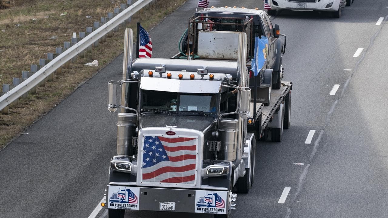 A convoy of trucks in Maryland, US