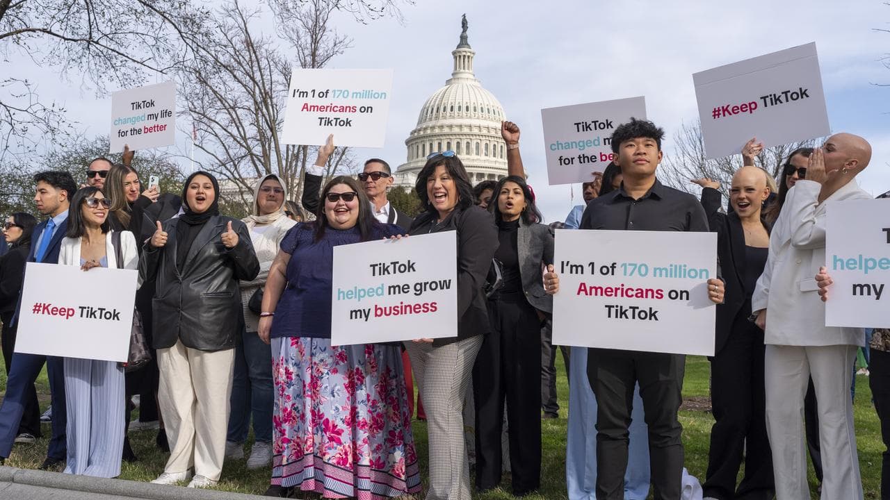 Devotees of TikTok cheer at the Capitol in Washington