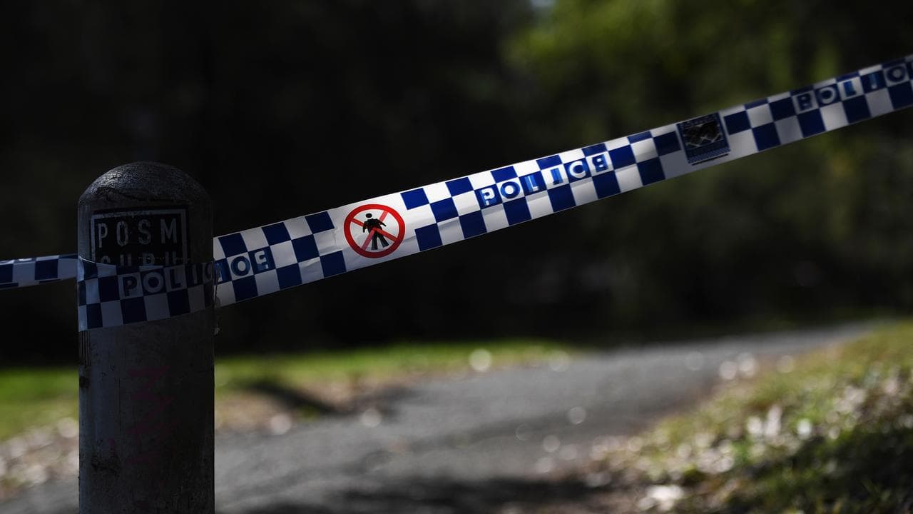 Police tape at a crime scene