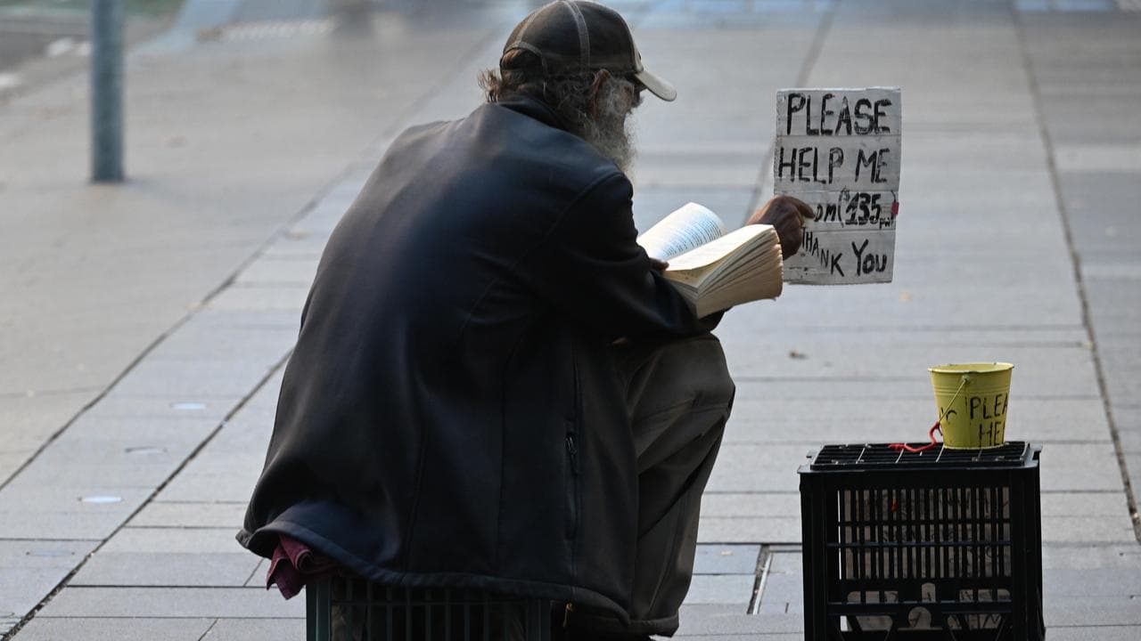 An unidentifiable homeless man