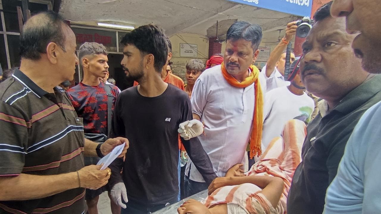 An injured child from a stampede