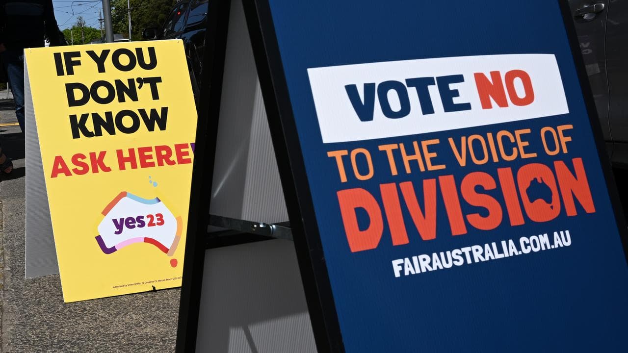 Vote Yes and Vote No signage for the Indigenous voice