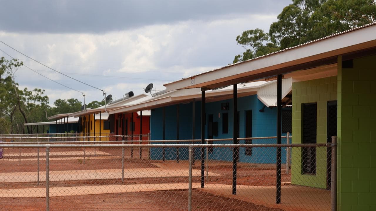 A row of social housing dwellings in the remote town of Gapuwiyak, NT