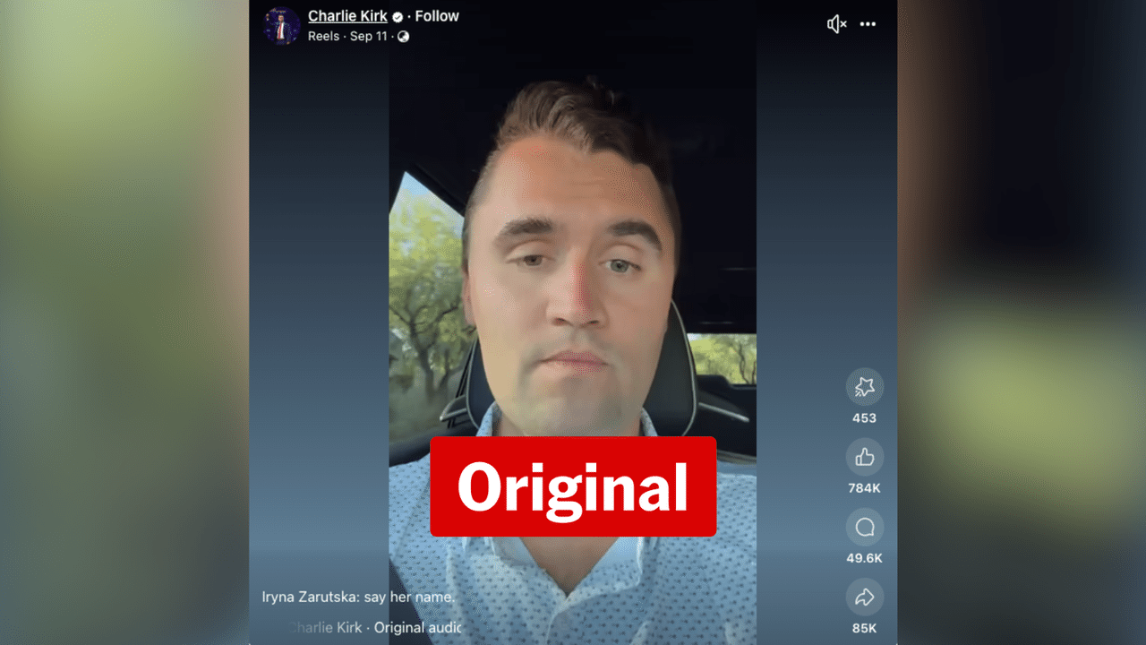 A screenshot of a Charlie Kirk Facebook video.