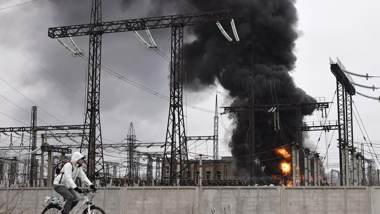 Electricity facility after a Russian attack in Ukraine in 2024